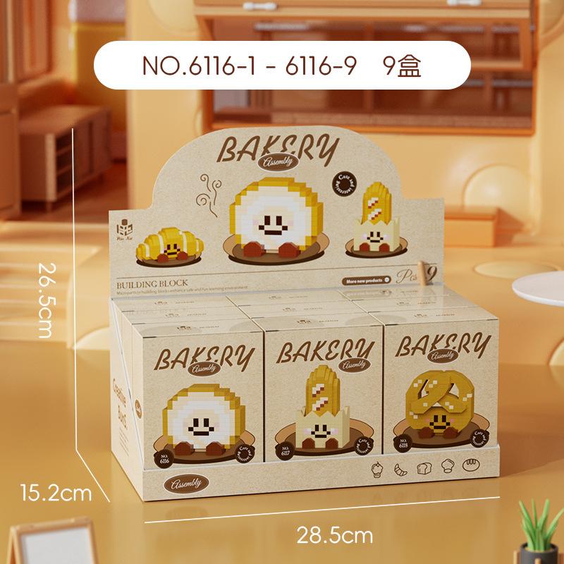 

Совместимые строительные блоки серии «Хлебная голова», «Багет», «Сэндвич», «Швейцарский рулет», реалистичная игрушка для сборки еды Gift Box Version 2170pcS