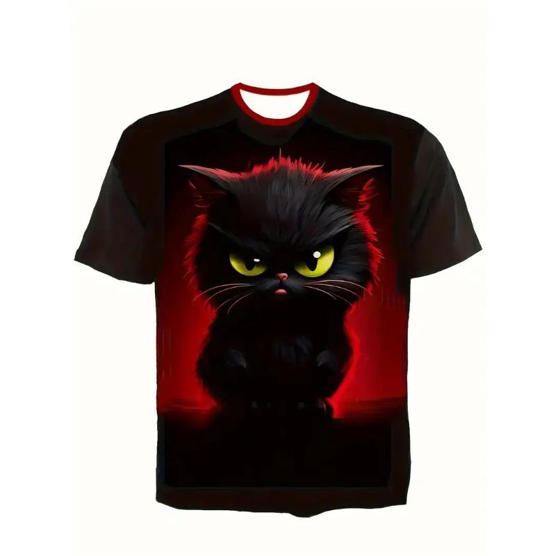 Novelty Beach Cat Beer Pattern Print T-shirt 3D Men Women Trend Personality Tops Oversized Short sleeve Crew Neck Streetwear Tee