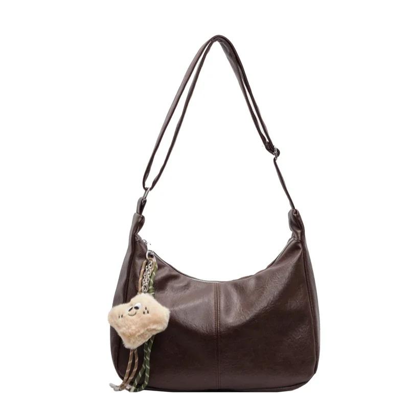 

Сумка через плечо из искусственной кожи на молнии, однотонная, большой емкости, популярная модная сумка, мягкая, универсальная, модная, сумка через плечо, высокое качество