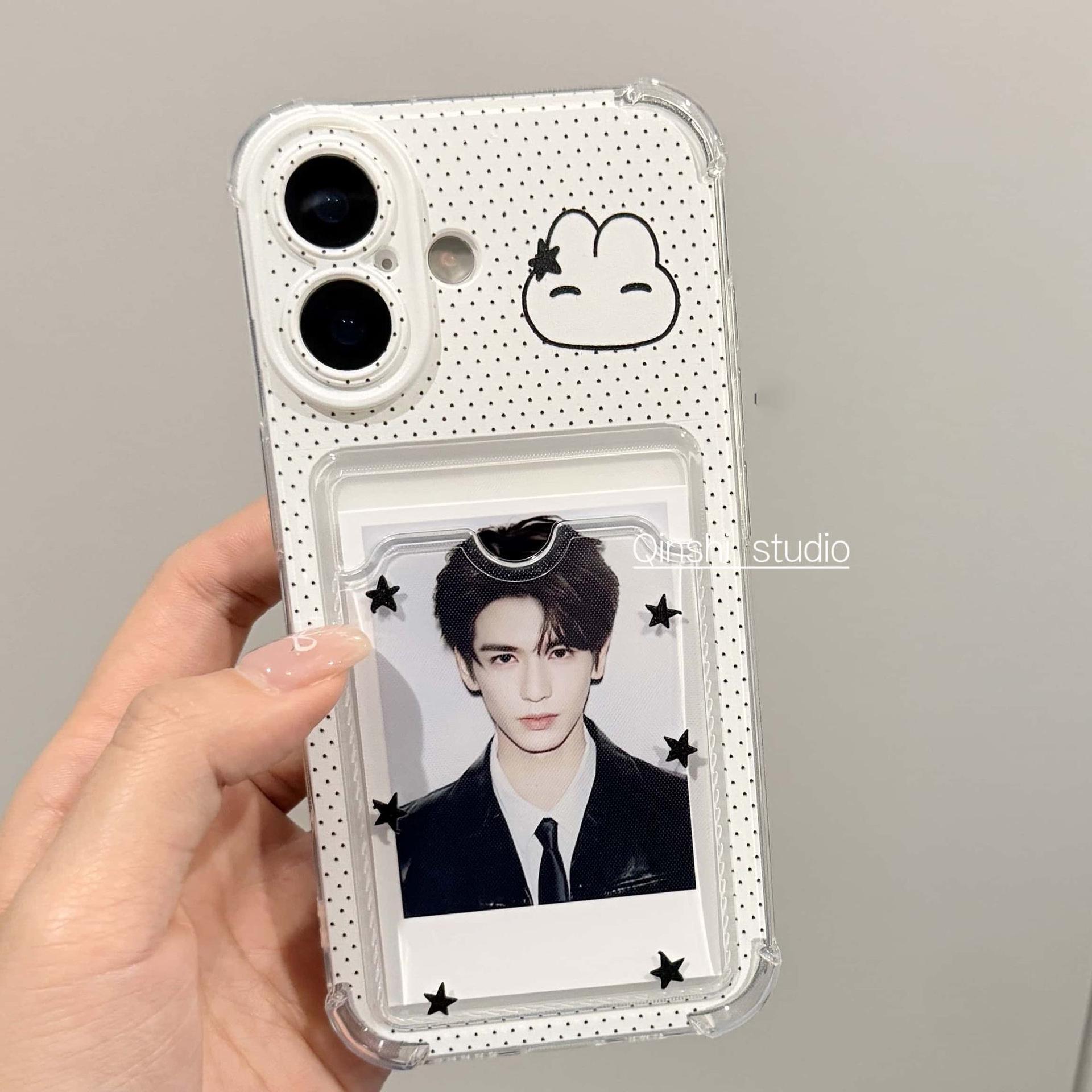 

Polka Dot Rabbit Card Holder for Apple Phone Cases (15 Pro Max, 14, 13 Pro, 11) iPhone 11