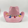 2024 Summer Straw Cowboy Hat Women's Fashion Cowgirl Straw Hat Pink Hat Men's Western Cowboy Hat Summer Travel Visor Hat