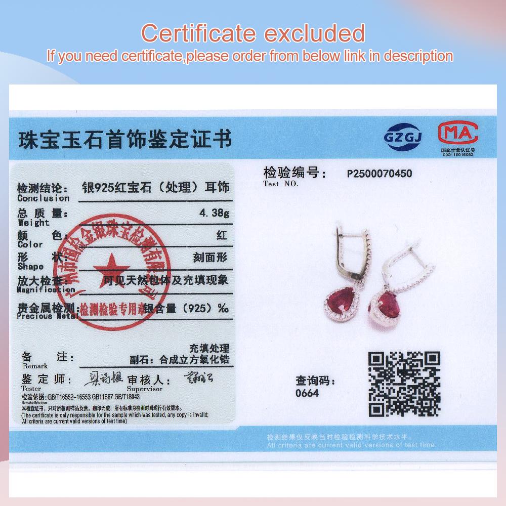 Simple Pear Shape Dangling Earrings with Natural Treated Africa Ruby S925 Silver Fine Jewelry for Women Girl Birthday Party Gift