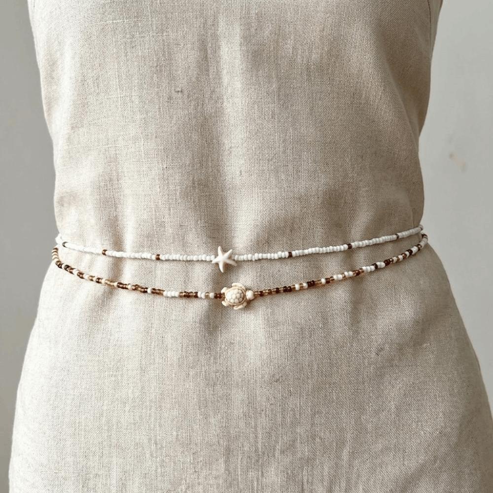 2 Stück/Set Seestern Bikini Bauchkette Körperschmuck Körperkette Schmuck Perlen Taillenkette Strand