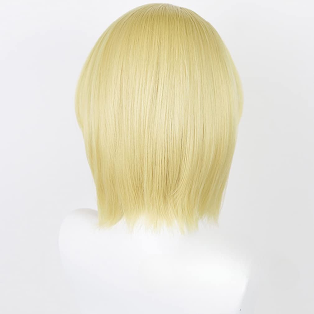 LAOBAO Cosplay Wig, Blonde Bob, Heat Resistant, Costume Wig, Party, Festival, Halloween, Fancy Dress (Kurapika)