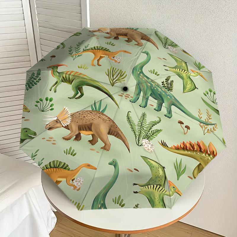 1PC dinosaur patternAutomatic Open/Close Umbrella with Windproof, 8-Rib Sturdy Canopy, Durable Ribs, Fashionable Design, Outdoor Accessory, Fun Prin,