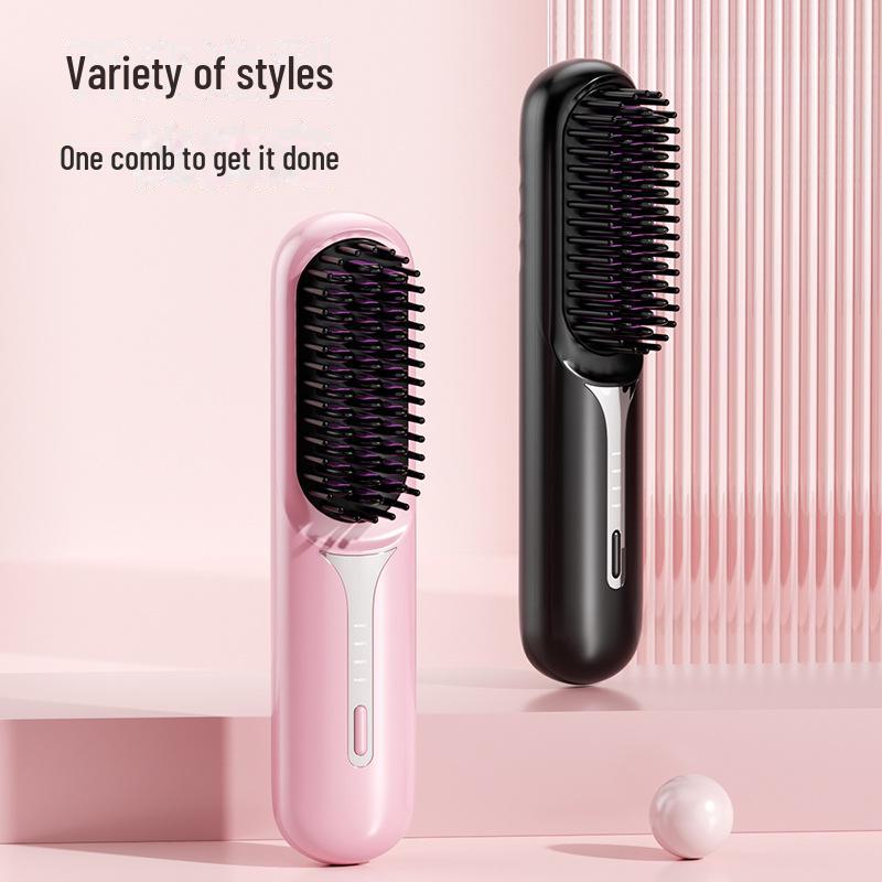 

«Двухцелевой прибор для укладки волос с отрицательными ионами»: Расческа для выпрямления и завивки волос для женщин чёрный