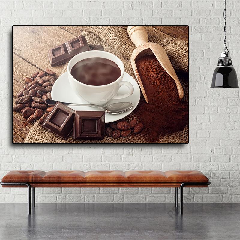 Hot Chocolate Drink HD Pictures Canvas Painting Chocolate Coffee Posters Prints for Coffee Shop Wall Decor Cuadros