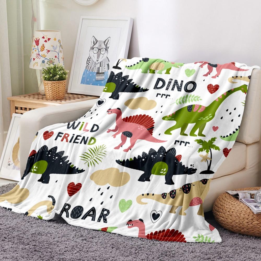 Cartoon Dinosaur Throw Blanket Soft Flannel Blanket for Chair Travelling Camping Kids Adults Bed Couch Cover Winter Nap Blanket