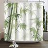 Green Bamboo Shower Curtain Japanese Asian Shower Curtains For Bathroom Zen Spa Bath Curtain Fabric Shower Curtain Watercolor