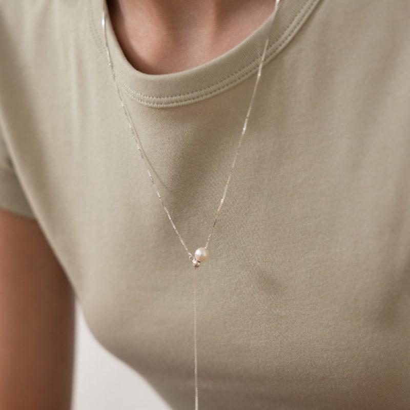 TATIANA (925 Silver) Freshwater Pearl Y-Line Long Necklace NZ2509