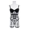 Tooxika Erotic Underwear Sexy Transparent Mesh Gathered Bodysuit Set