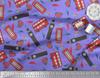 Soimoi Japan Crepe Satin Fabric Bus,Telephone Booth & London Clock Tower Architectural Print Sewing Fabric Metre 42 Inch