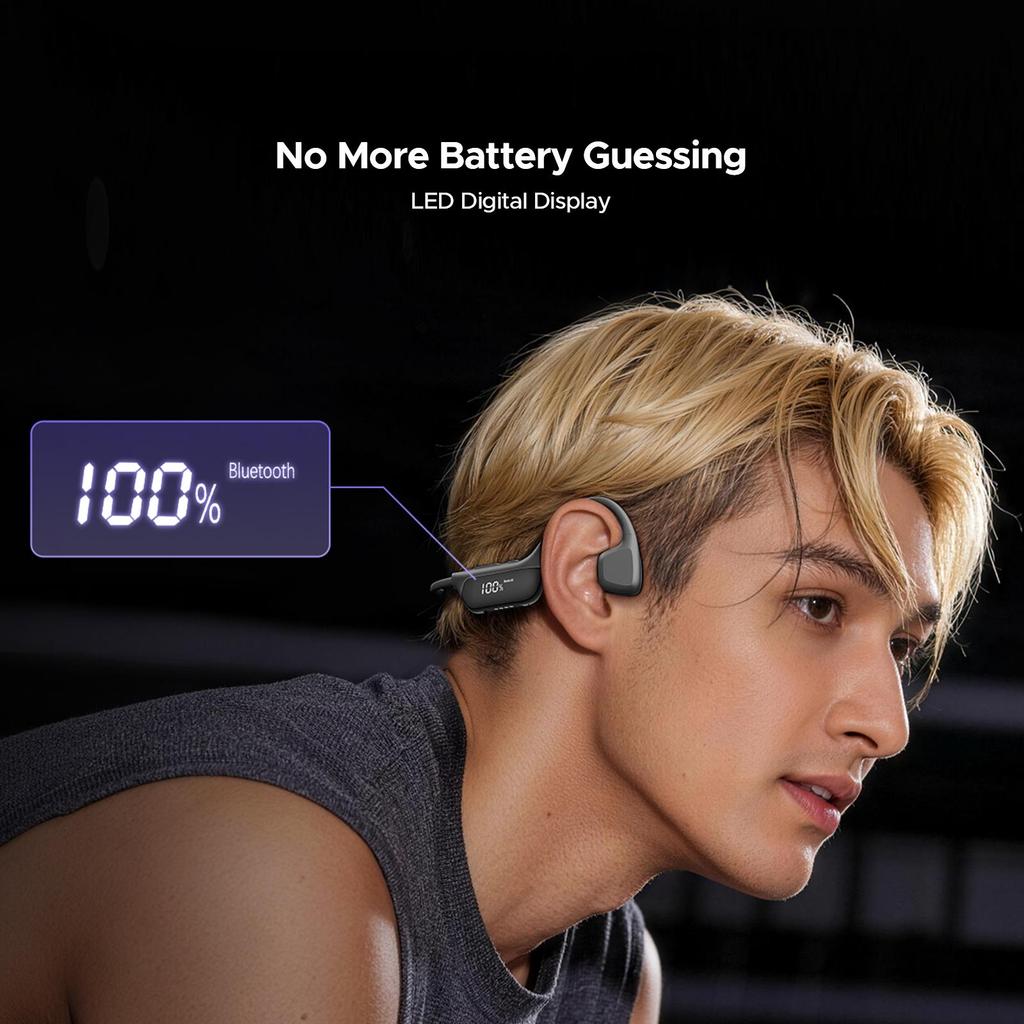 Doogee Kemik İletimli Kulaklıklar, LED Güç Göstergeli IP67 Su Geçirmez Açık Kulaklıklar, 10 Saat Bluetooth 6.0 Spor Koşu Kulaklıkları
