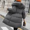 Manteau d'hiver Doudoune Veste Femme Fourrure Capuche Fourrure Épaisse Rembourrée Taille à Cordon de Serrage Fermeture Éclair Longueur Moyenne Manteau en Coton