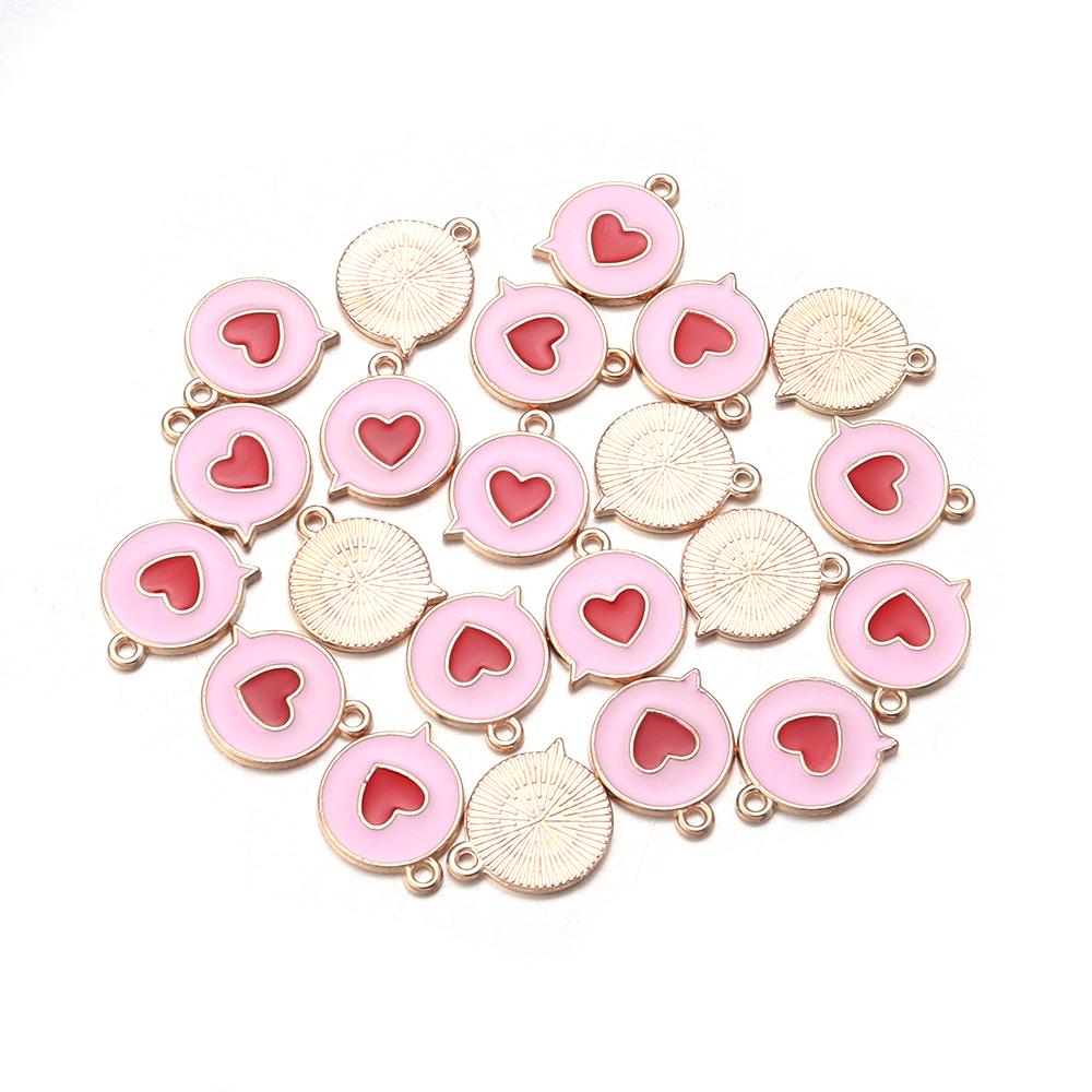 10Pcs/Lot 16mm Alloy Pendant Single Sided Oil Dropping Heart Pendant For Jewelry Making Diy Exquisite Necklace Accessorie