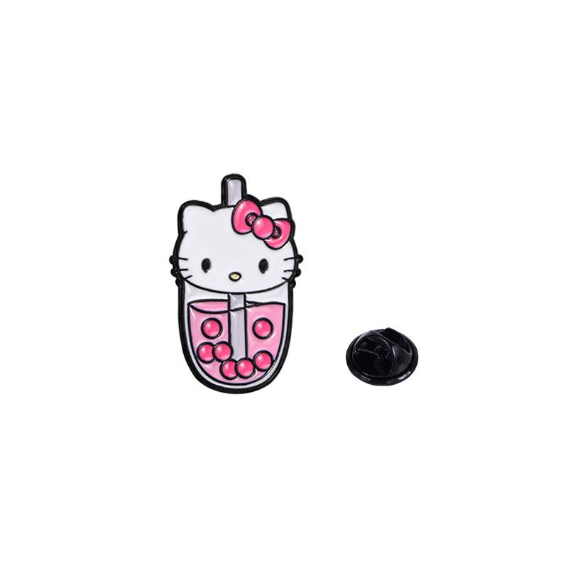 Cartoon creative cute animal avatar modeling badge Sanrio bubble tea brooch accessories, paint badge