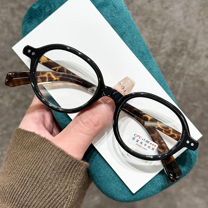 Green Tortoiseshell Oval Frame Reading Glasses Retro Small Presbyopia Eyewear Blue Light Blocking Eye Protection
