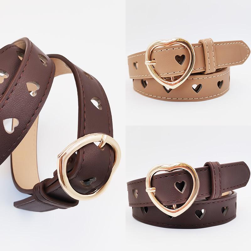 New Love Hollow Women's Versatile Belt Imitation Leather PU Small Fresh Decorative Pin Buckle Belt