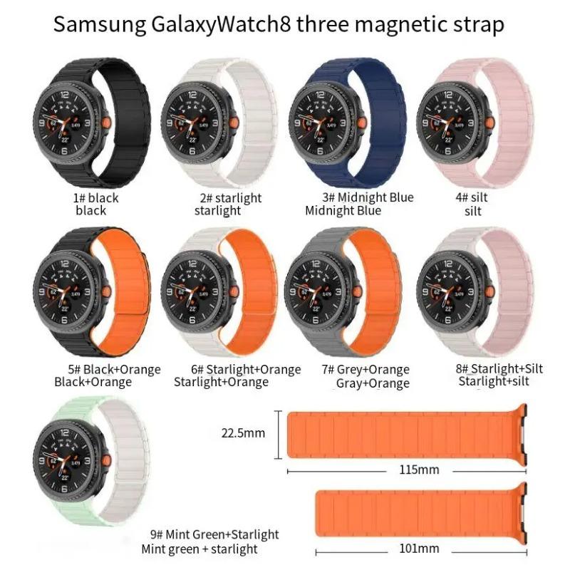 No Gap Silicone Band for Samsung Galaxy Watch 8 40mm 44mm Magnetic Strap for Galaxy Watch 8 Classic 46mm Sports Bracelet Correa