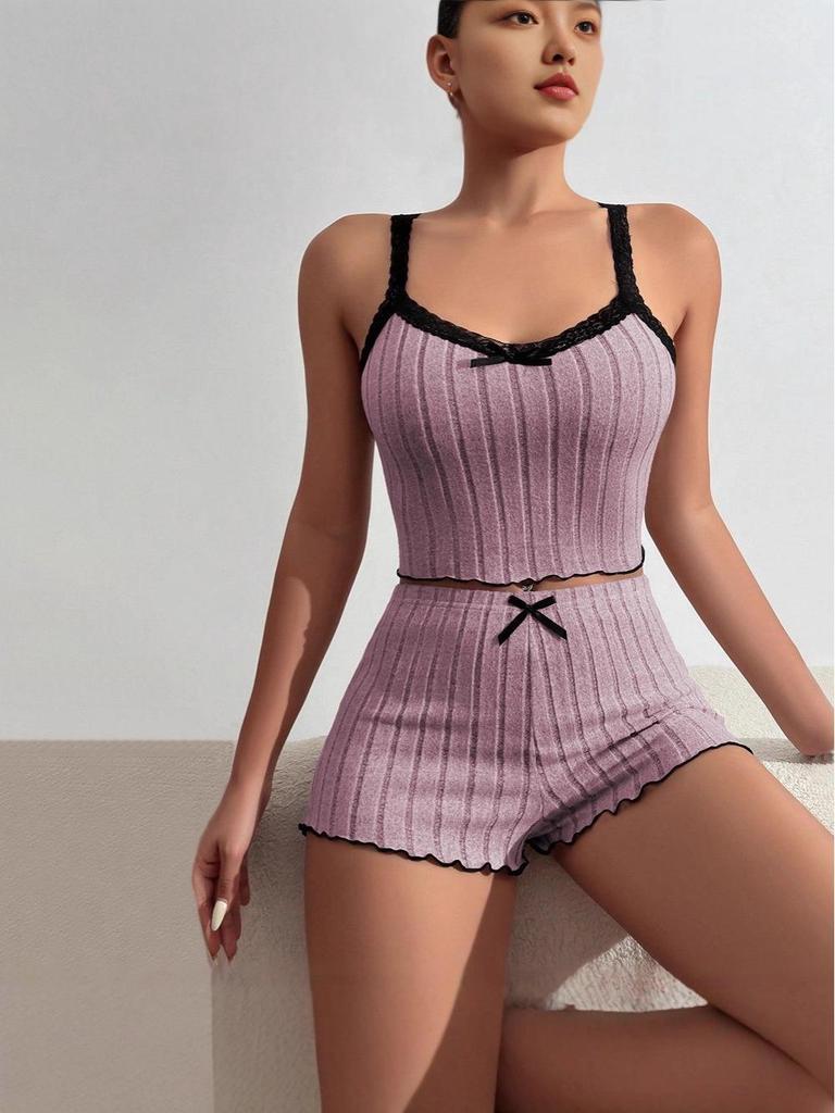 2024 Trendiges Frühling/Sommer Modisches Trägertop mit Schleife und Shorts Set