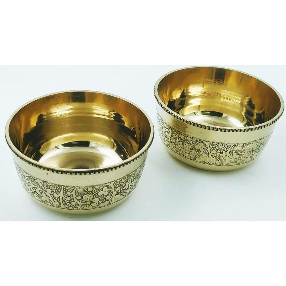 

Brass Big Bowl Embossed Design Kitchen & Home 200ml &Pack Of 2 mt6