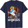 La sua Ninjesus Maglietta Cristiana Divertente di Gesù 100% Cotone Girocollo Estiva Manica Corta Casual da Uomo Taglia S3XL