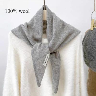 British Korean Style Niche Wool Knitted Triangular Scarf Women Headscarf Knitted Scarf Multi-functional Warm Knitted Scarf