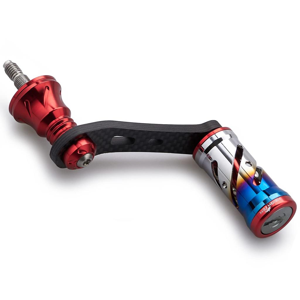HEIGHTEN 42mm Reel Handle with 16mm Knob, Compatible with Shimano and Daiwa Spinning Reels [Light Game, Mountain Stream Fishing] Vortex Series (Red)