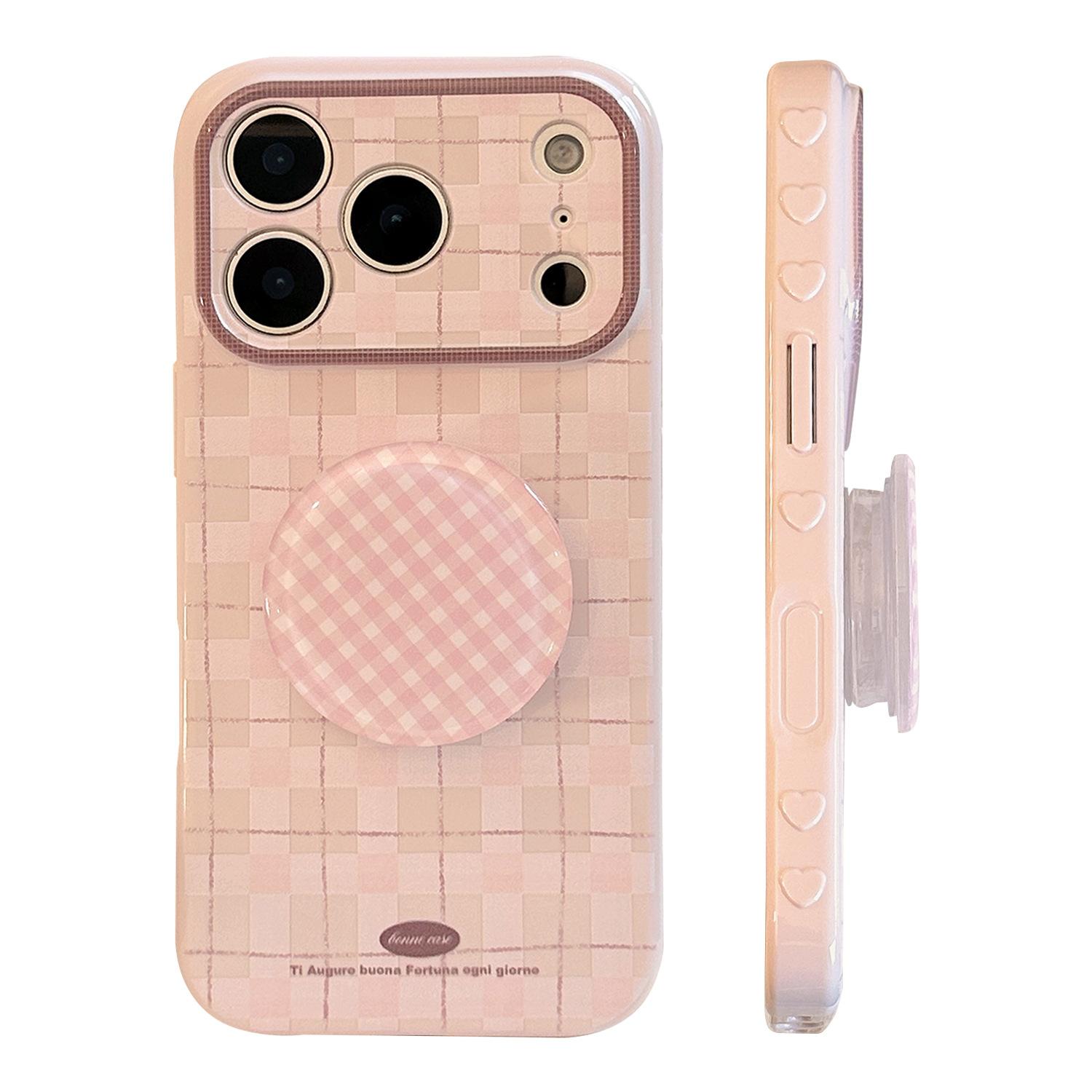 

Розовый клетчатый чехол для телефона с подставкой для iPhone 15, iPhone 16 и iPhone 17 Pro Max iPhone 11