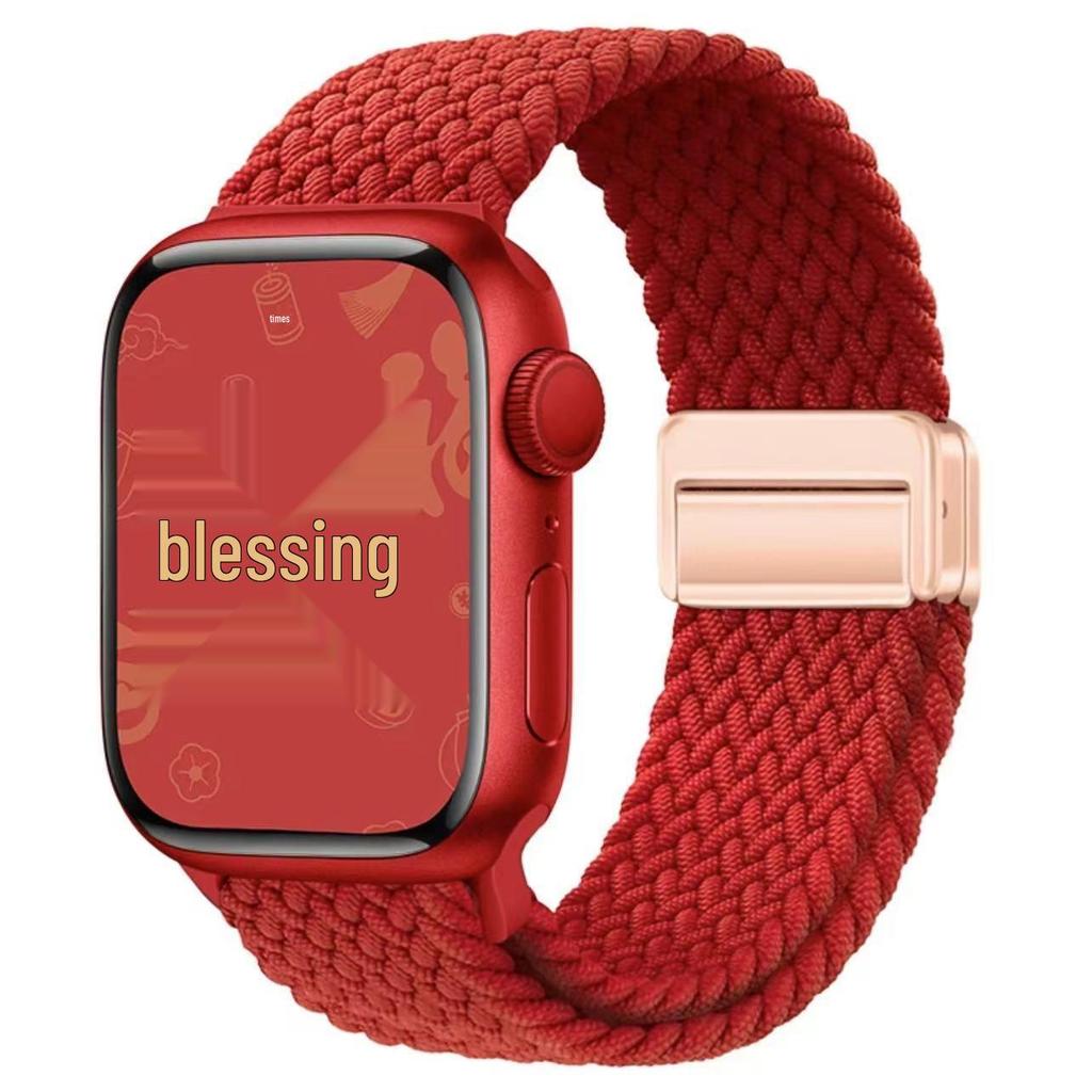 Magnetic Buckle Nylon Watch Strap for Apple Watch Series 5-10 Smartwatches