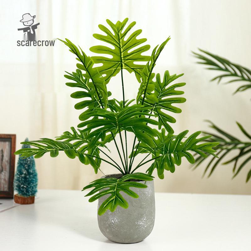 Highly Realistic Artificial Green Potted Plant with Spring Rain Leaves for Home, Living Room, or Garden Decor