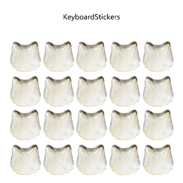 20pcs Glass Like Clear Cats Face Keyboard Top Quick Installation & Reusable Caps Protect Manicures While Typing
