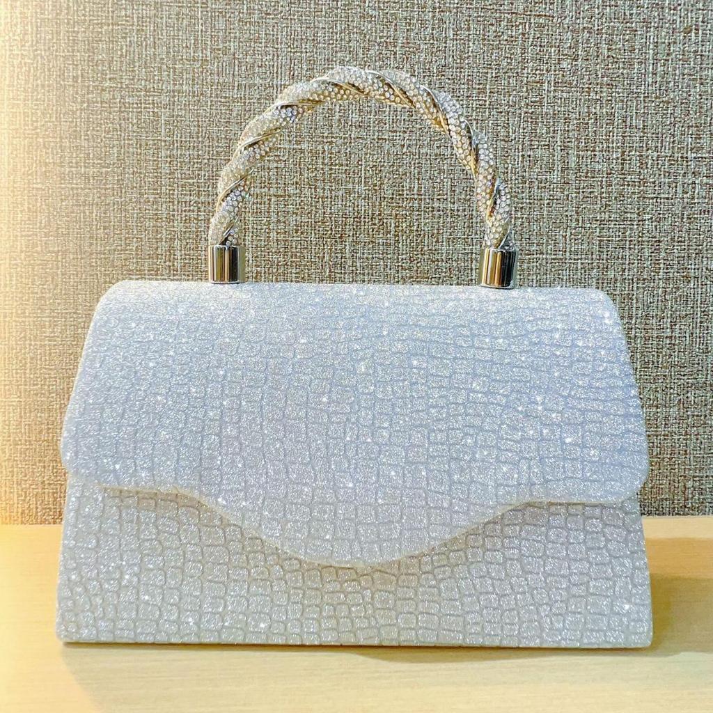 Błyszcząca Wieczorowa Torebka z Cyrkoniami - Brokatowa Torebka Listonoszka i na Ramię