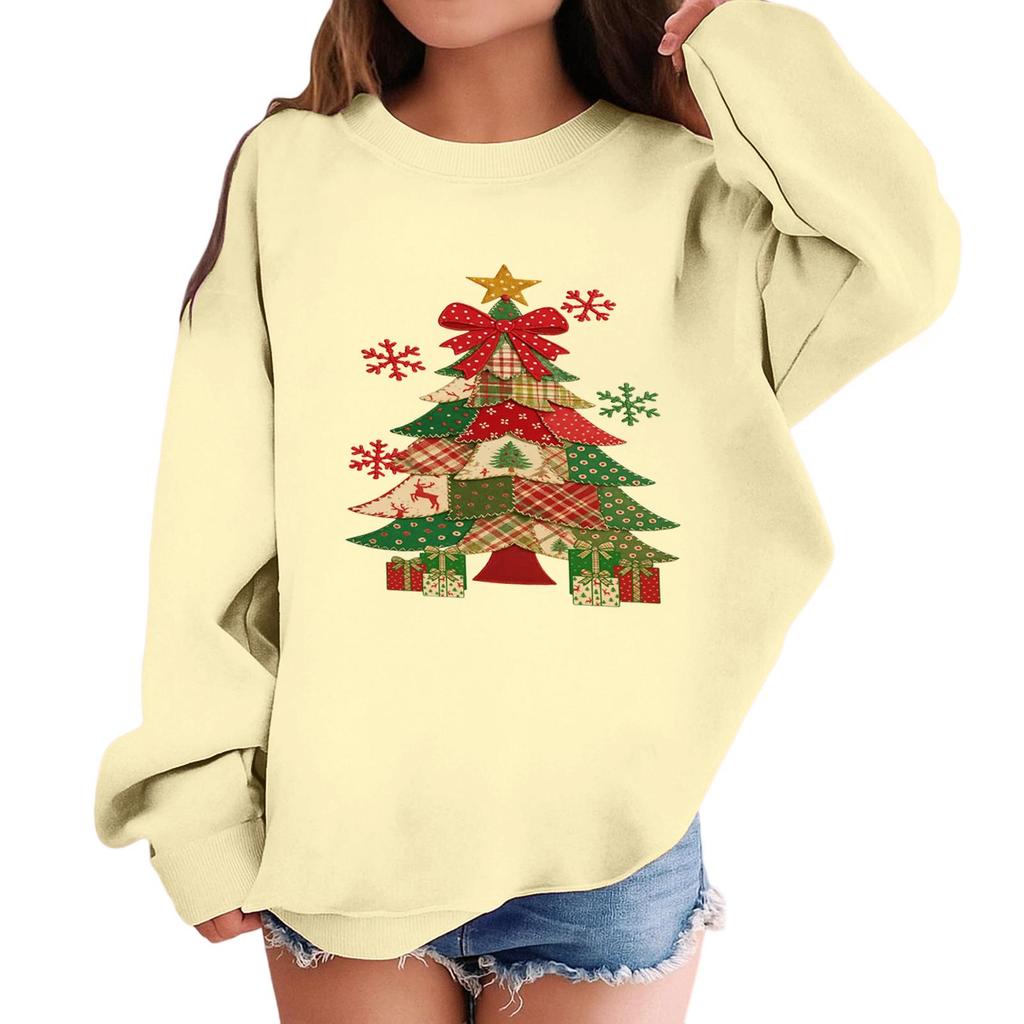 Children's Fashionable Casual Long-sleeved Loose Christmas Print Pullover Sweatshirt
