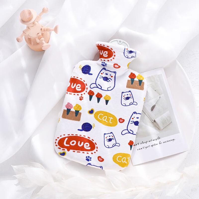 Brangdy Cartoon Cat Plush Hot Water Bottle Hand Warmer (2 Pack)