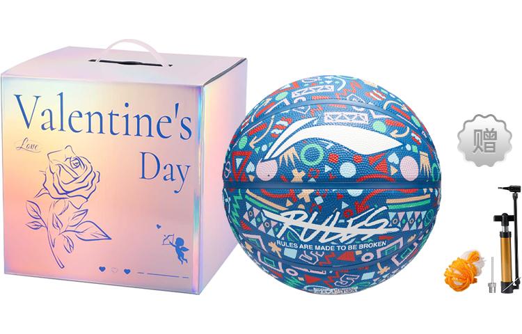 Li Ning China Mainland Version Rubber Basketball Blue Graffiti Size 7 Ball Training Kids  LBQK458-2