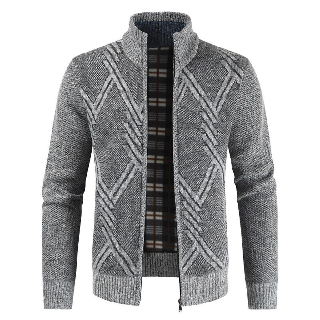 Winter Men's Casual Fashion Cardigan Sweater Jacket Long Sleeve Knitted Sweater Top Outwear Coat