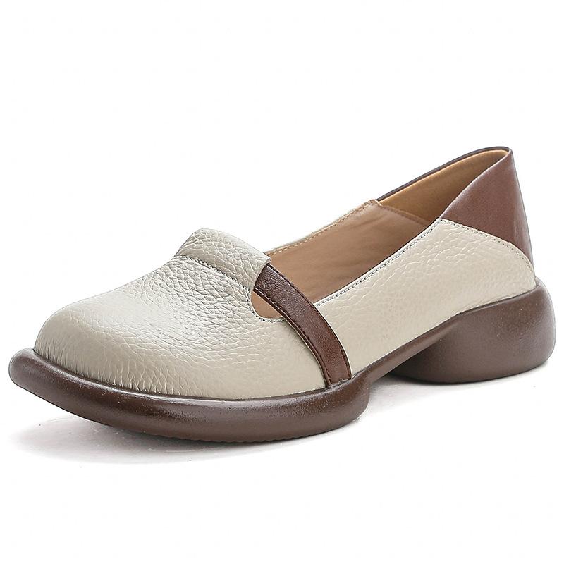 Genuine Leather Flats Women Round Toe Shallow Shoes Ladies Luxury Driving Moccasins Female Vintage Slip On Autmn Loafers