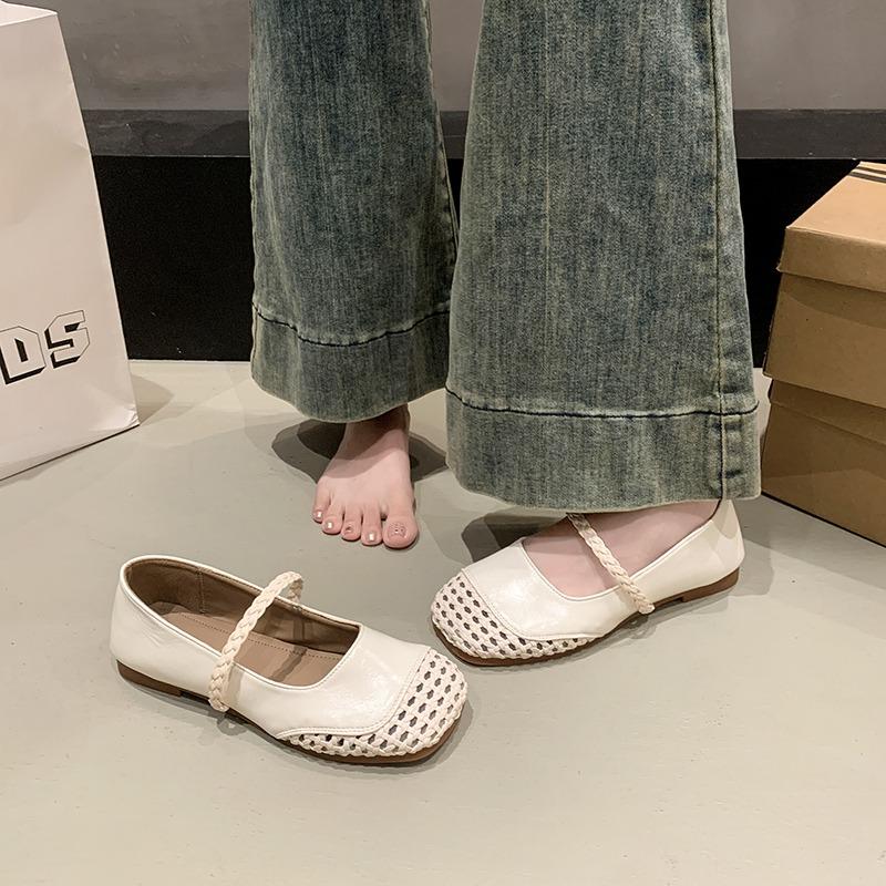 Fashion Summer 2025 New Soft-soled Flats Shoes Round Head Retro Women Shoes Hollow Out Women  Fashion Shallow Flat Shoes