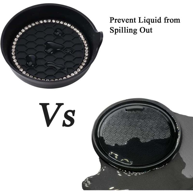 Car Cup Holder Rhinestone Coaster, 1.5cm Height, Fits 7cm Diameter 7cm x 1.5cm
