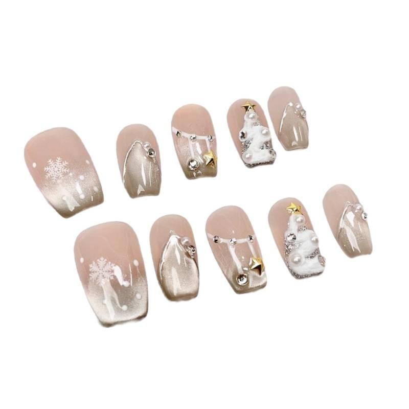 

Кошачий глаз Элегантная расписная наклейка Снежинка Рождество Ношение Ногти Мода XS