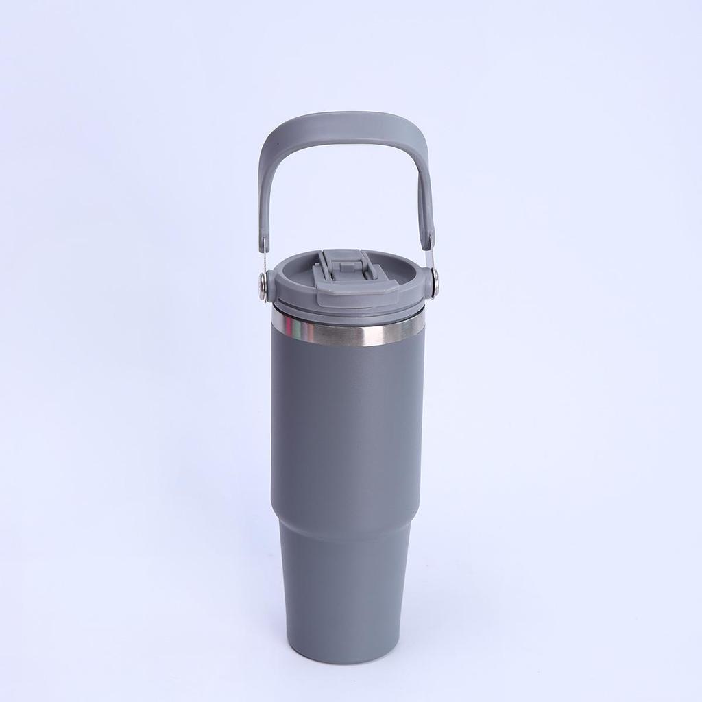 30oz Edelstahl tragbarer Reise-Thermosbecher mit Strohhalm - Großes Fassungsvermögen für Outdoor-/Autonutzung