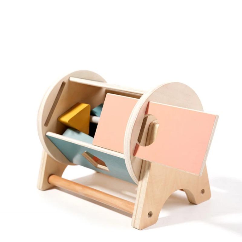 New Montessori Macarone Color Spinning Drum Match Coin Box Permanent Box Round Rectangular Box Kids Sensory Toys for Baby Gifts