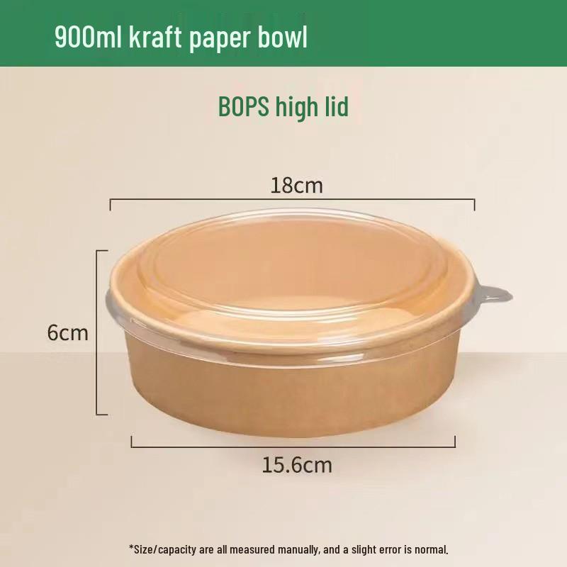 Kraft Paper Disposable Bowl - Ideal for Rice, Salad, Lunch, Takeout, Fast Food, and Fruit.