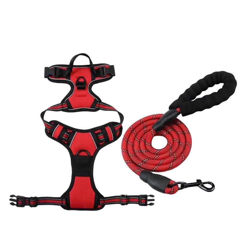 Dog Nylon Chest Harness and Leash for Large Pets