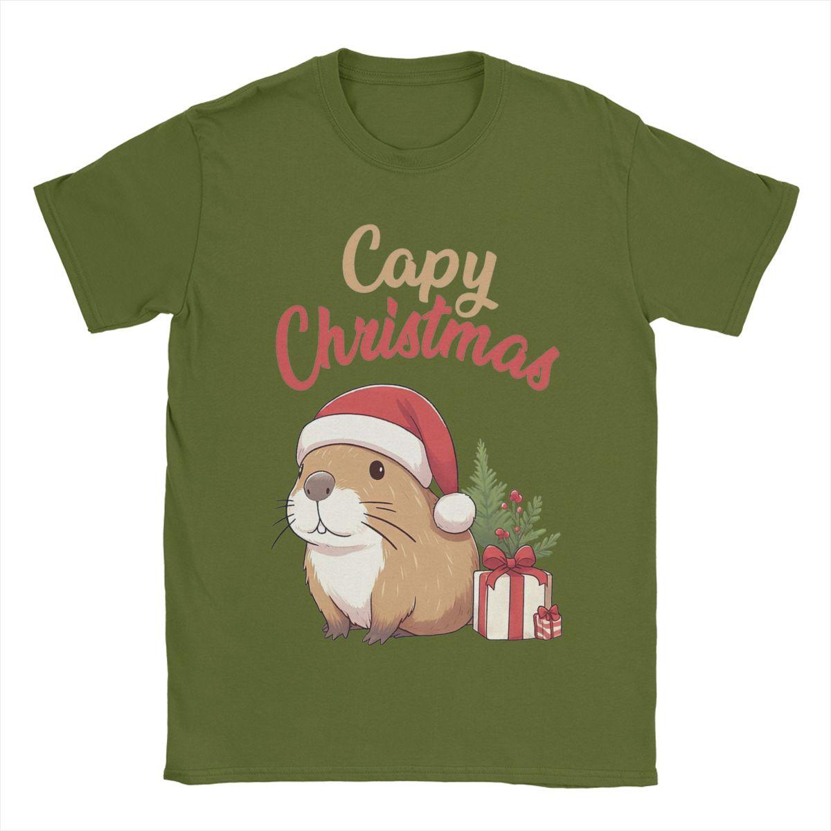 

Men s T-Shirt Capy Christmas Capybara Santa Fashion 100% Cotton Tees Short Sleeve T Shirts Crewneck Tops Gift Idea 4XL