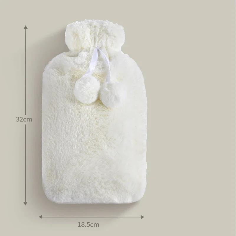 2000ml Plush PVC Water Bottle Bag Water-filling Hot-water Bag for Female Warm Belly Hands and Feet Warmer Water Bag