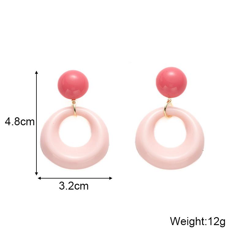 Neue Acryl Großer Kreis Runde Hängeohrringe für Frauen Unregelmäßige Rosa Geometrische Hohl Schmuck Ohrring