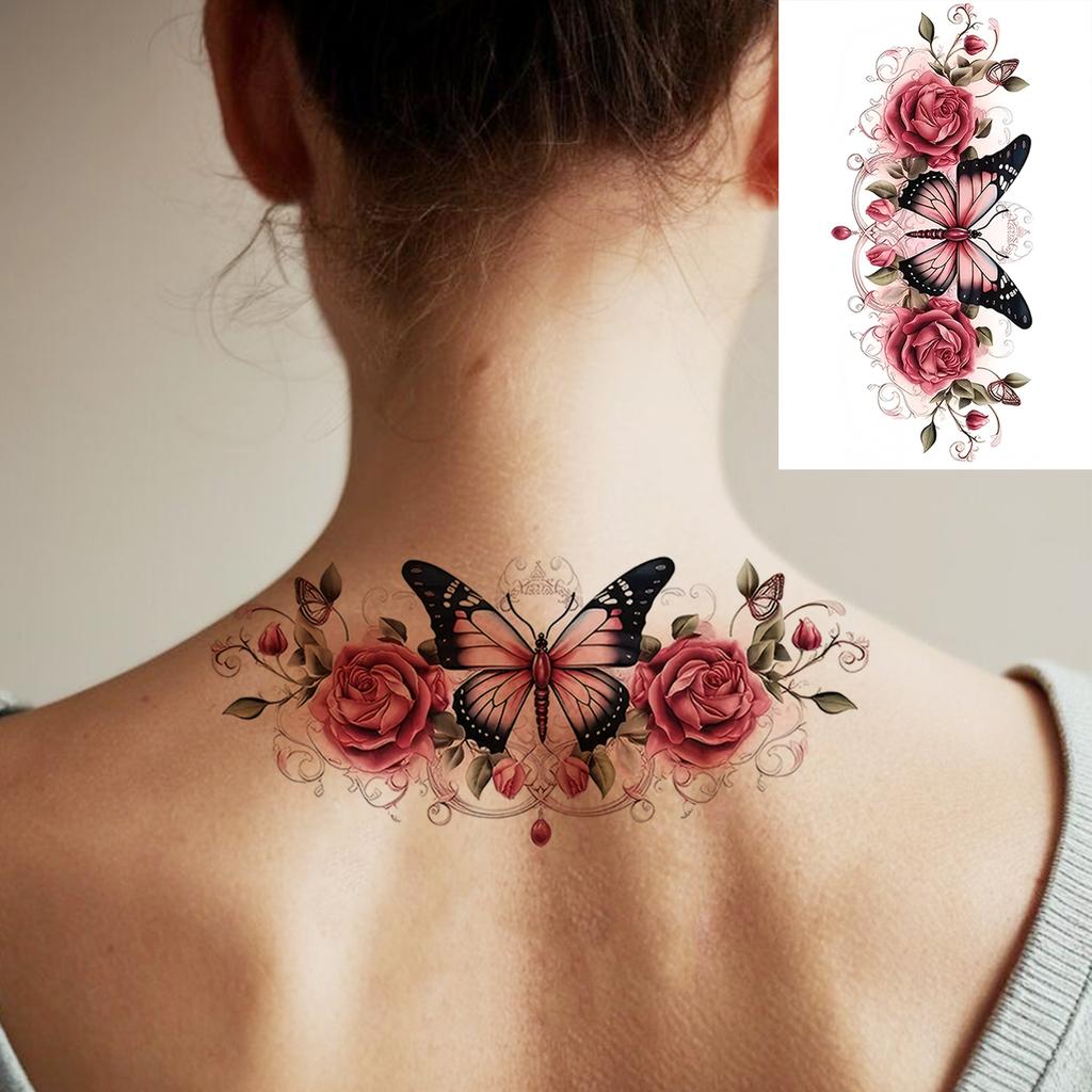1 Vel Feniks Zonnebloem Maanbloem Tijdelijke Tatoeages Voor Vrouwen Handen, Nep Tatoeage Stickers Langdurig Realistische Tatoeages