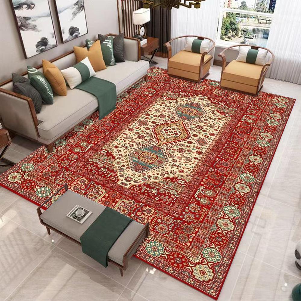 Orientalischer Roter Teppich Persischer Vintage-Stil Teppiche für Wohnzimmer Übergröße Roter Teppich Flurläufer Eingang Traditionelle Fußmatte